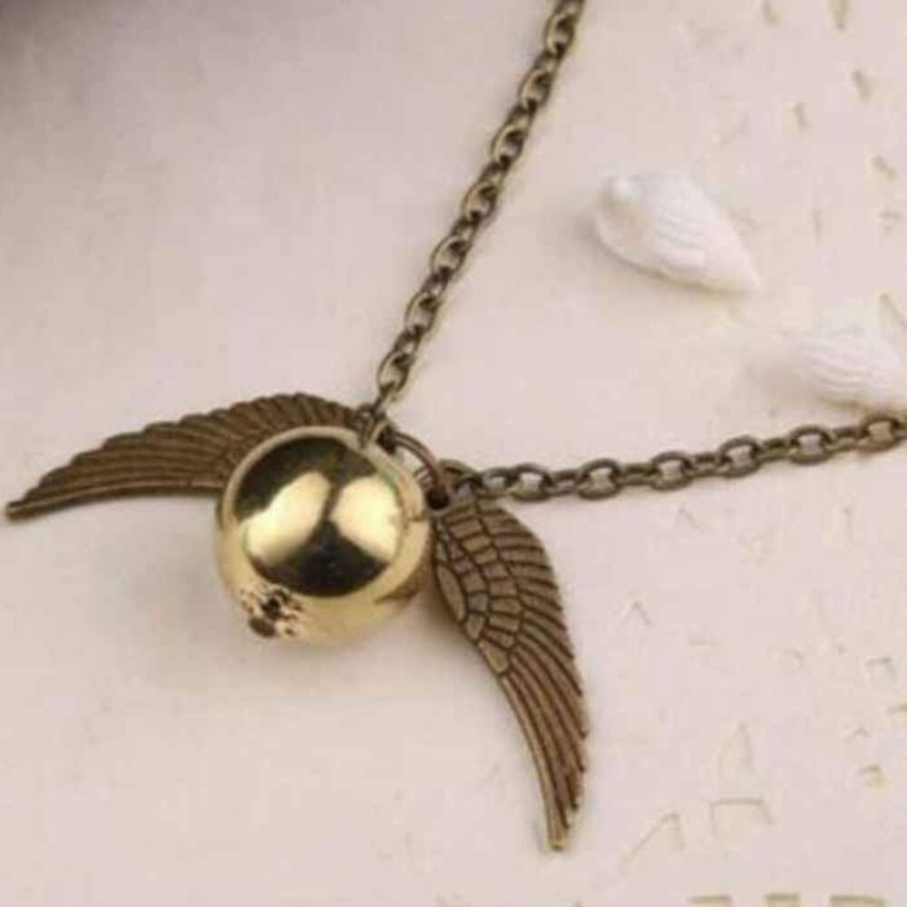 Harry Potter 18-Inch Golden Snitch Chain Necklace Women's Girls (GOLD), NEW
